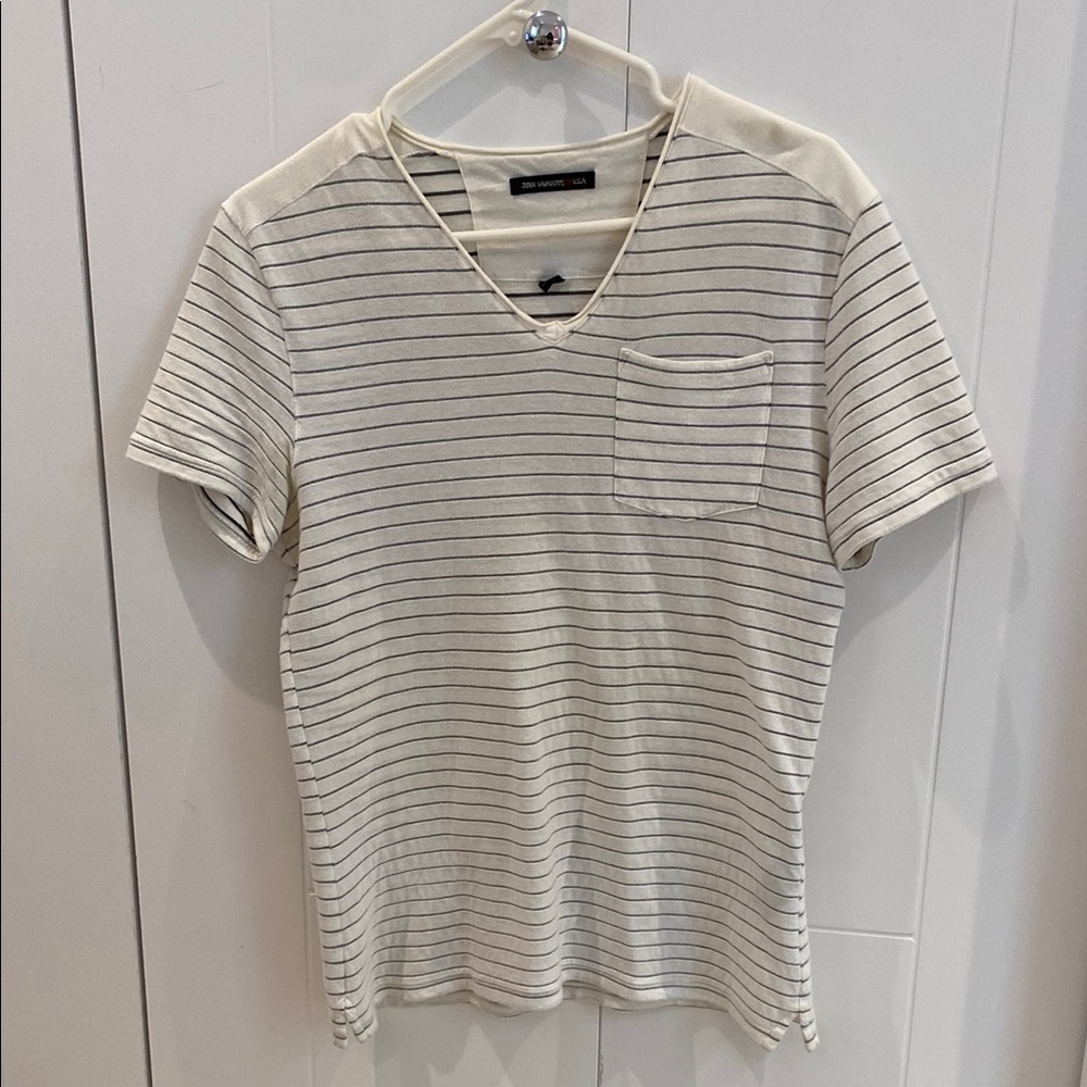 John Varvatos Black and Off White Short Sleeve Tee